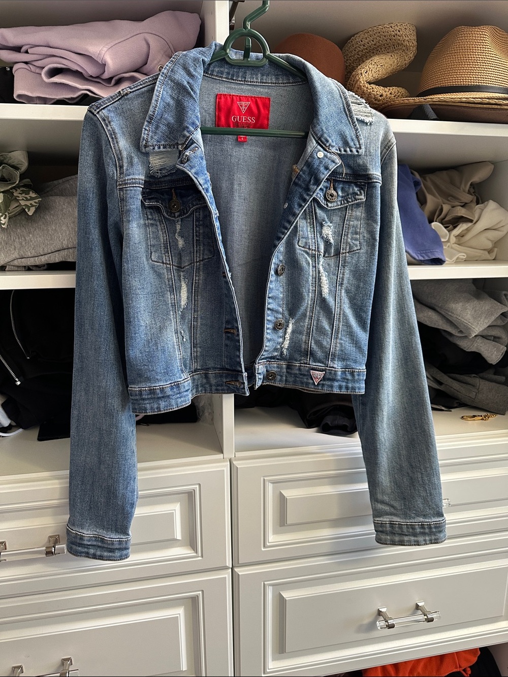 GUESS Light Blue Distressed Denim Jacket